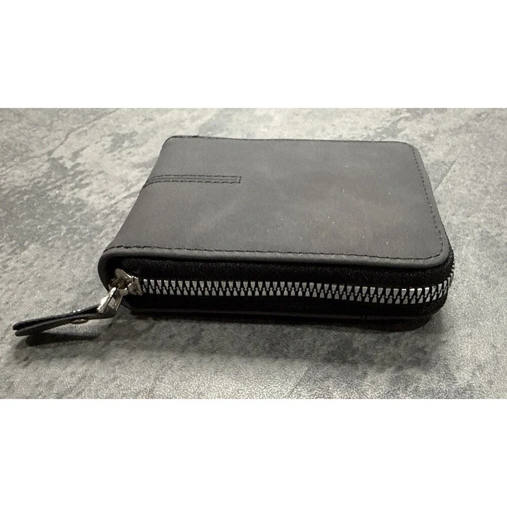 Men Short Horizontal Wallet – Leather Zipper, Retro Leisure Buckle Square Design